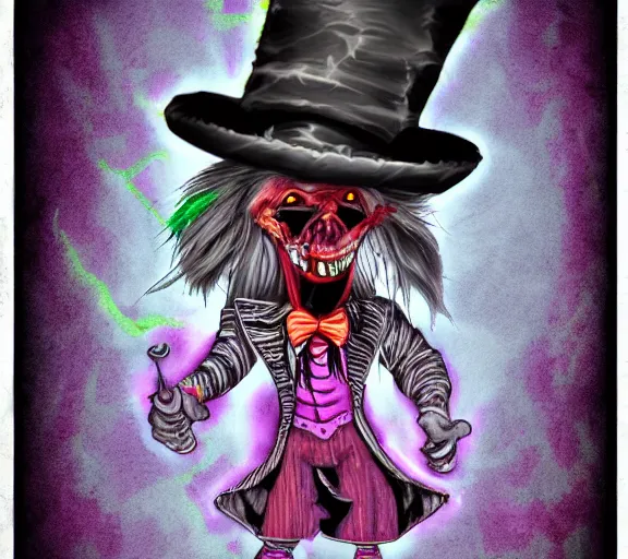 Image similar to grim-hatter, octane nightmare, deviantart hell, vcr footage, deep acid metal colors H 576