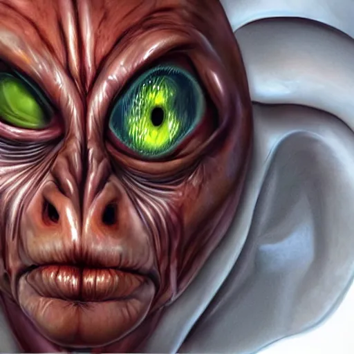 Image similar to photorealistic alien face, ultra detailed, realistic