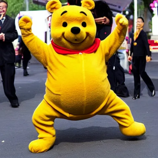 Prompt: xi jingping dressed as winnie the pooh