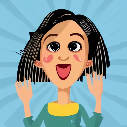 Image similar to super excited young girl, vector graphic, illustration, adobe illustrator,