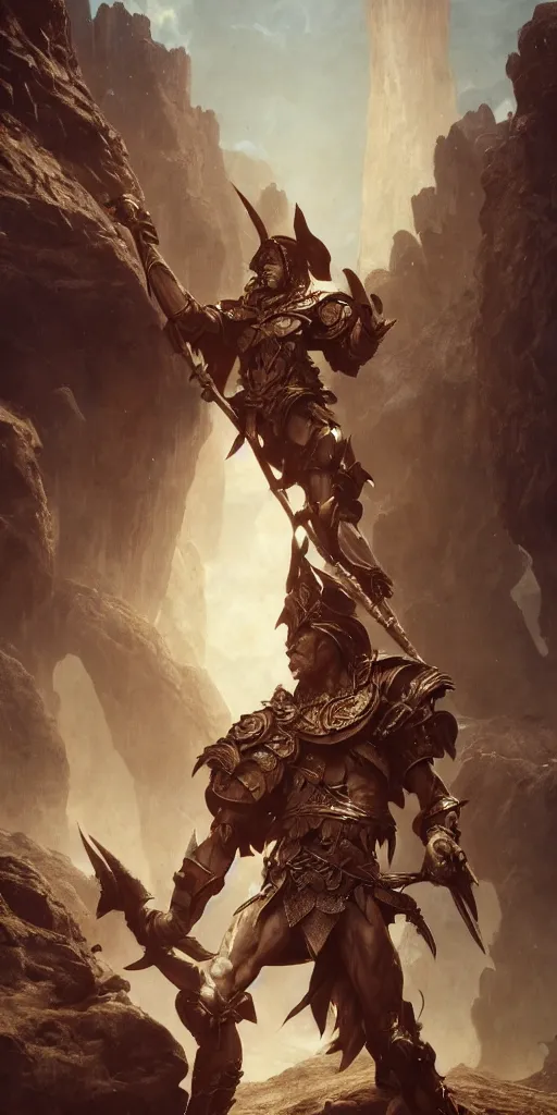 Image similar to willem dafoe, nomad paladin, muscular and very strong, dungeons and dragons, masterpiece by edgar maxence and ross tran and michael whelan, gustav dore, 8 k, octane render