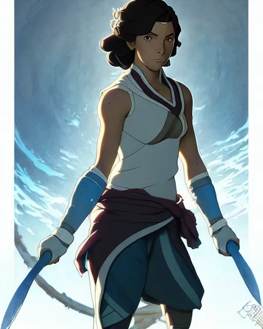 Prompt: korra from the legend of korra, character portrait, concept art, intricate details, highly detailed by greg rutkowski, michael whelan and gustave dore