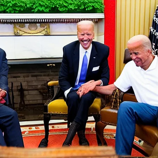 Prompt: tupac shakur visits joe biden at the oval office, photorealistic, ultra hd, 4 k, award winning, patriotic