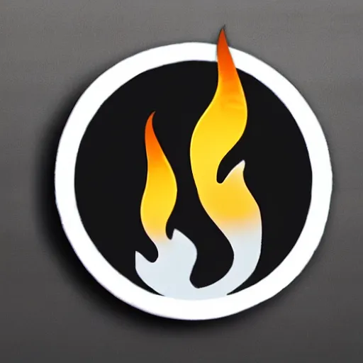 Image similar to a diamond enamel pin depicting a minimalistic clean illustration fire flames warning label, smooth curves