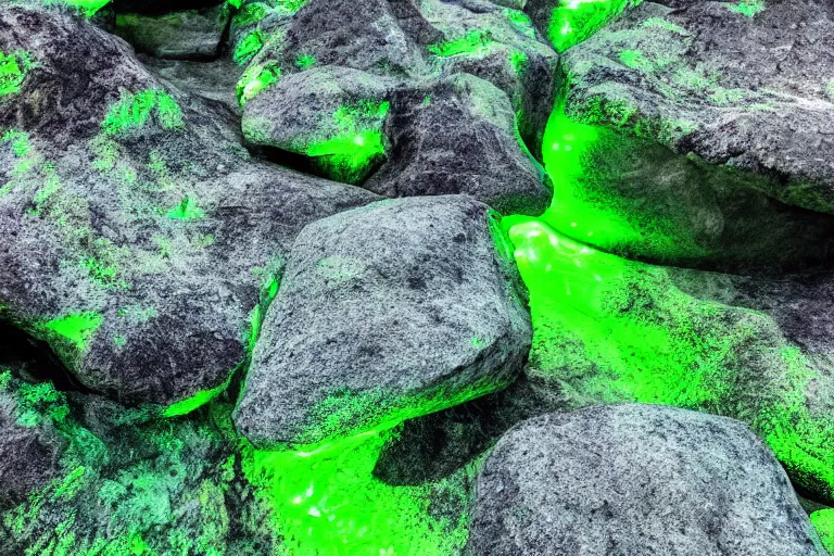 Image similar to glowing green rocks