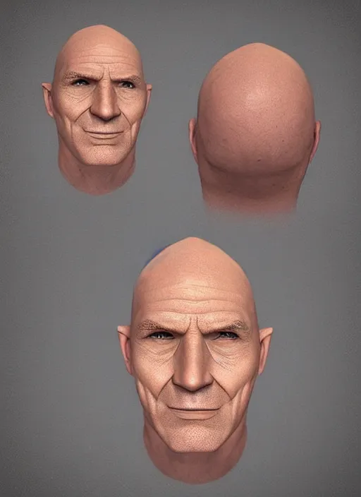 Prompt: “Very old Superman, wrinkled face, bald head. Photorealistic.”