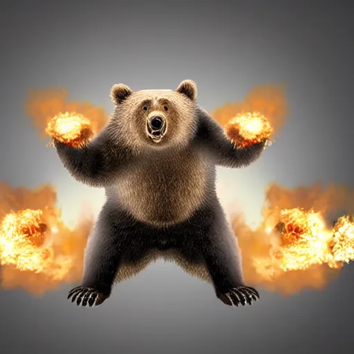 Prompt: a bear exploding