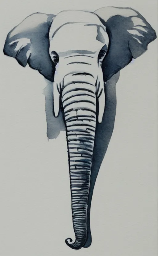 Prompt: minimalistic aquarell painting of an elephant, white background