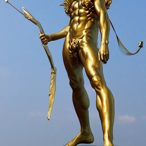 Prompt: the statue of helios by hirohiko araki and moebius