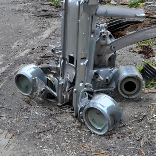 Prompt: WHAT IS THIS WEIRD ABANDONED COMPLEX ALIEN BROKEN MACHINERY ON MY DRIVEWAY?