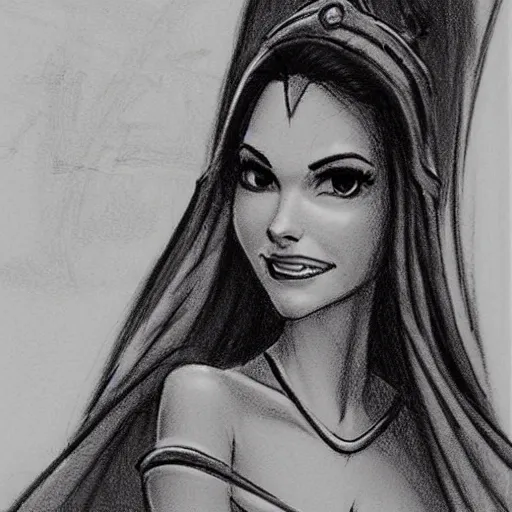 Image similar to milt kahl sketch of victoria justice as princess padme from star wars episode 3