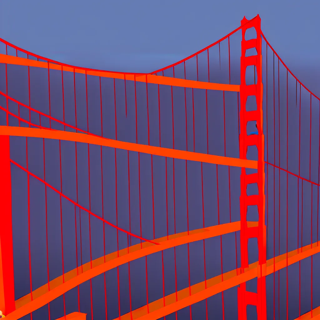 Image similar to octopus attacking golden gate bridge, vector art, 8k, trending on artstation