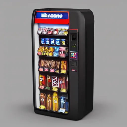 Image similar to berlusconi shaped vending machine, 3 d octane render, unreal engine 5, 8 k, trending on artstation