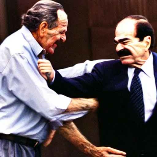 Image similar to George H.W. Bush punches Saddam Hussein, historical photo