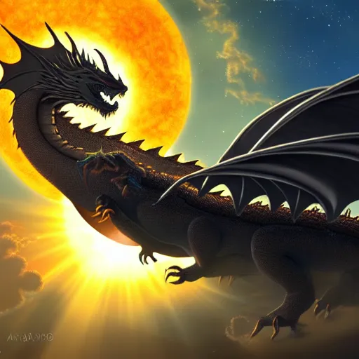 Image similar to a dragon sleeping on the sun, 8 k, ultra detailed, digital art, fantasy art, modernism, trending on artstation, make it look like dall - e 2 made it