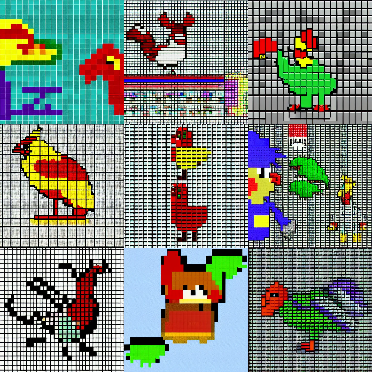 Prompt: pixel art of a chicken, Sprite, pixel art, SNES, NES. No grid