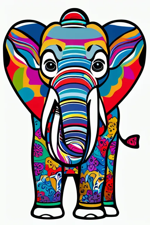 Prompt: A portrait of a baby elephant, sticker, colorful, illustration, smooth and clean vector curves, no jagged lines, vector art, smooth