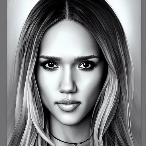 Image similar to ' a portrait of a jessica alba by artgerm'