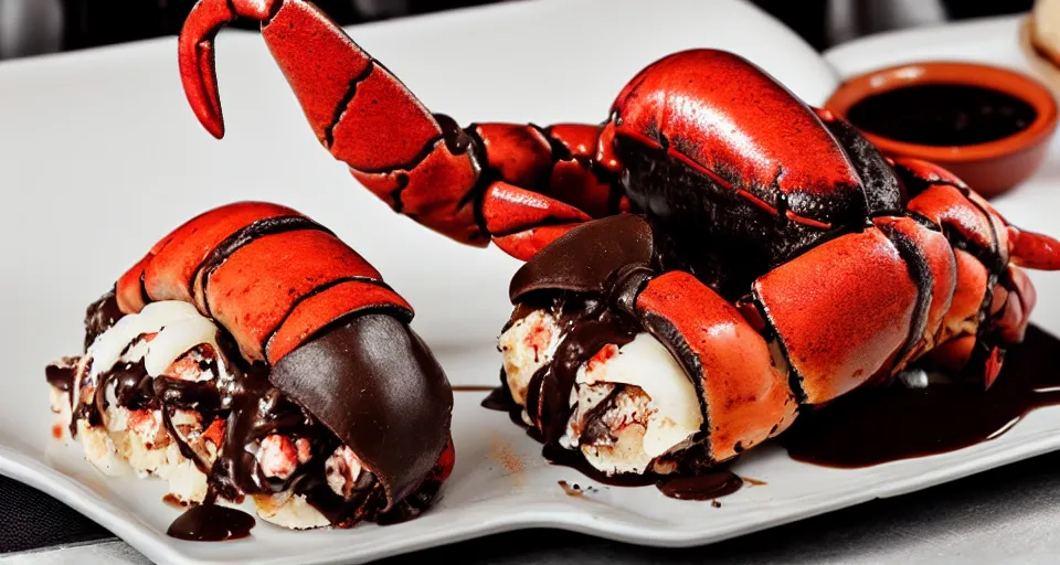 Image similar to chocolate lava stuffed lobster roll promotional image