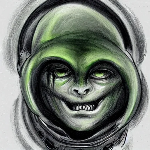 Prompt: depression portrait as alien, horror art