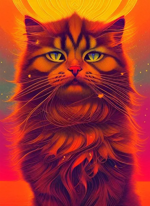 Prompt: prompt! dream symmetry!! stunning portrait of beautiful a siberian cat!! by victo ngai, kilian eng vibrant colours, dynamic lighting, digital art, winning award masterpiece, fantastically beautiful, illustration, aesthetically inspired by beksinski and dan mumford, trending on artstation, art by greg rutkowski, 8 k