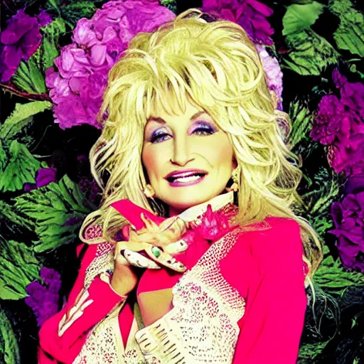 Image similar to flower child, Dolly Parton