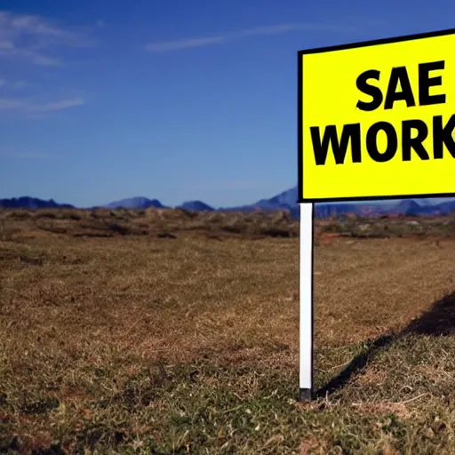 Prompt: photo of a sign that says safe for work