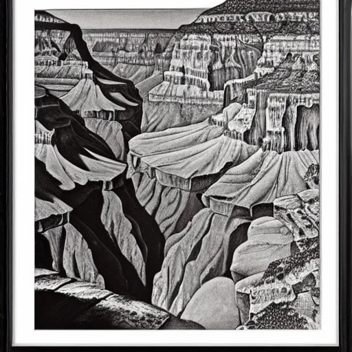 Image similar to masterpiece grand canyon by Escher and O'Keefe, highly detailed, pastels