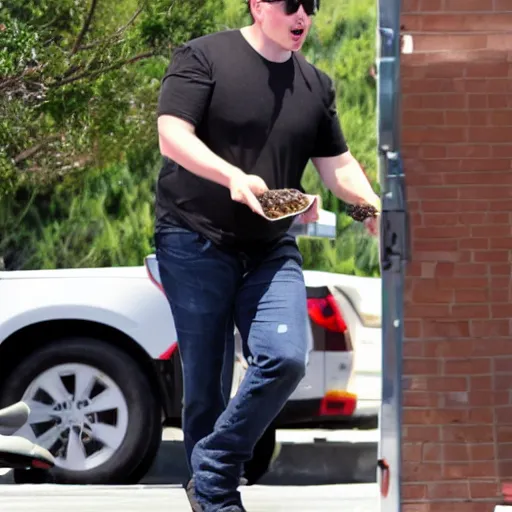 Image similar to paparazzi photo catches Elon Musk eating taco bell