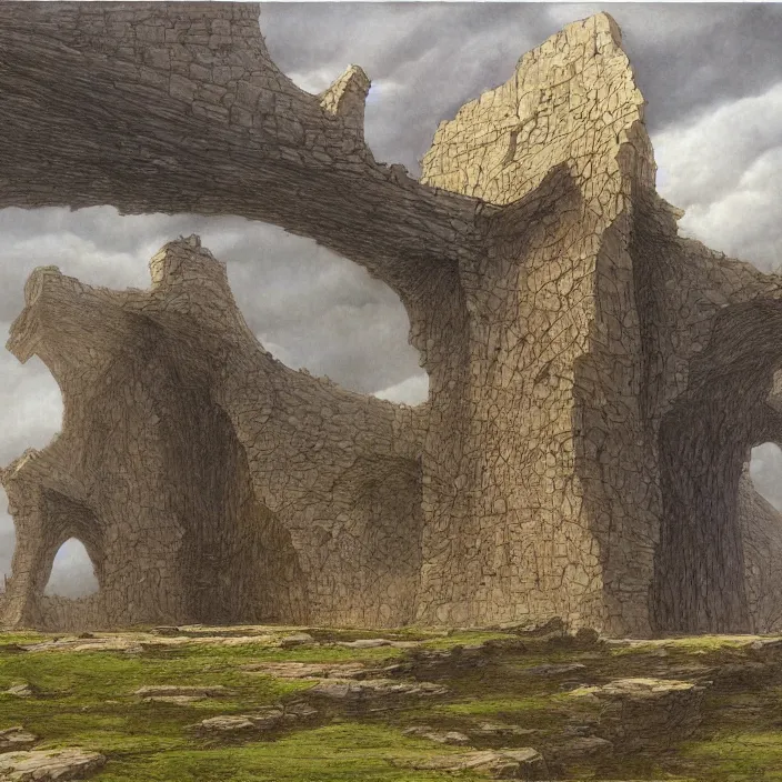 Image similar to a building in a landscape, by john howe