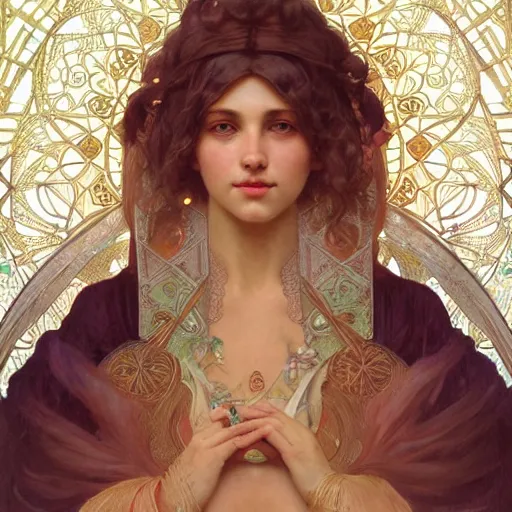 Image similar to portrait of slavic goddess, intricate, elegant, highly detailed, digital painting, artstation, concept art, smooth, sharp focus, illustration, art by artgerm and greg rutkowski and alphonse mucha and william - adolphe bouguereau