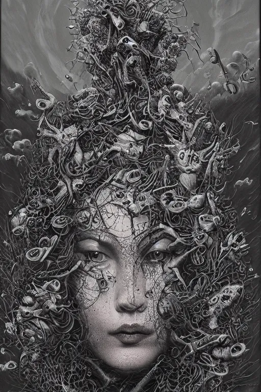 Image similar to Plague goddess painting by Dan Hillier, intricate, highly detailed, trending on artstation, artstationHD, artstationHQ, 4k, 8k