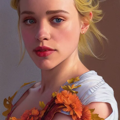 Image similar to Young blonde Rachel McAdams, highly detailed, digital painting, artstation, concept art, smooth, sharp focus, illustration, ArtStation, art by artgerm and greg rutkowski and alphonse mucha and J. C. Leyendecker and Edmund Blair Leighton and Katsuhiro Otomo and Geof Darrow and Phil hale and Ashley wood and Ilya repin and Charlie Bowater