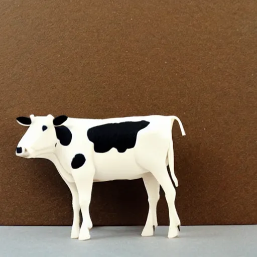 Image similar to A photorealistic sculpture of a cow made from matches