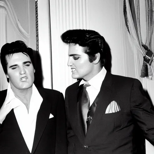 Prompt: donald trump doing cocaine with elvis presley