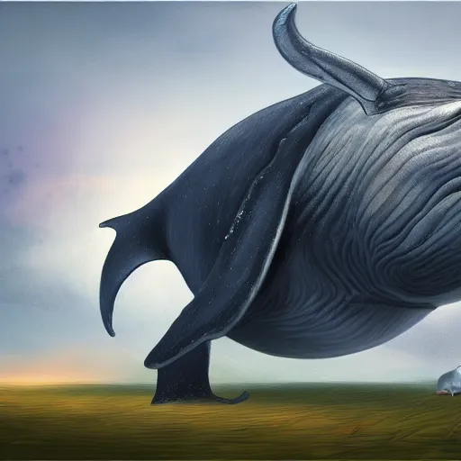 Prompt: a whale that is mutated with a buffalo, digital art, concept art