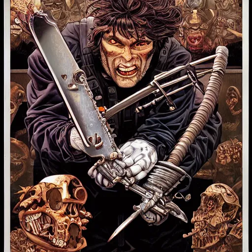 Image similar to portrait of crazy casey jones, symmetrical, by yoichi hatakenaka, masamune shirow, josan gonzales and dan mumford, ayami kojima, takato yamamoto, barclay shaw, karol bak, yukito kishiro