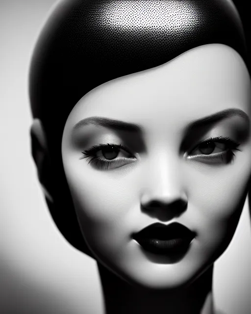Image similar to black and white dreamy young beautiful female artificial intelligence, cinematic, rim light, photo - realistic, elegant, high detail, 8 k, masterpiece, photo taken in 1 9 3 0