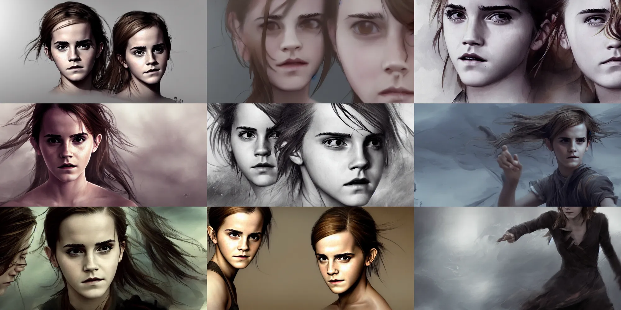 Prompt: emma watson warface emma watson photo emma watson portrait twin sisters action motion poses motion blur taolu gunshu staff taolu jianshu, nanquan, changquan, daoshu, gunshu, qiangshu, nandao and nangun sketch greg rutkowski extreme fractal foreshortening founding masters ( ( ( closeup ) ) ) 祖 師