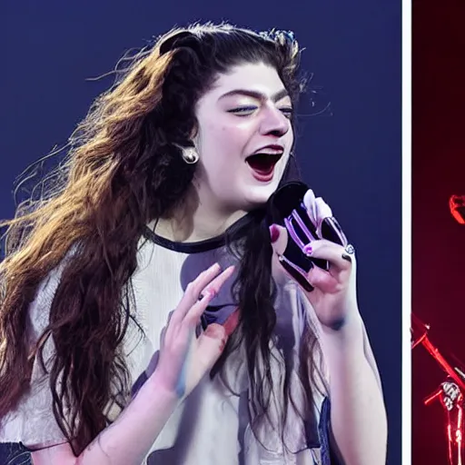 Prompt: lorde performing at the superbowl in 4 k,