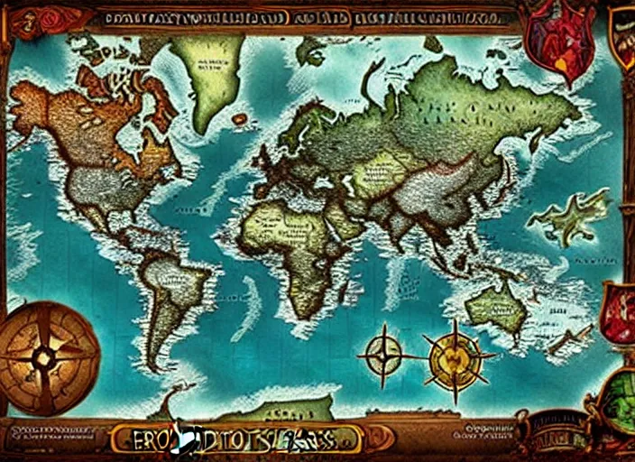 Prompt: dramatic map over fantasy world