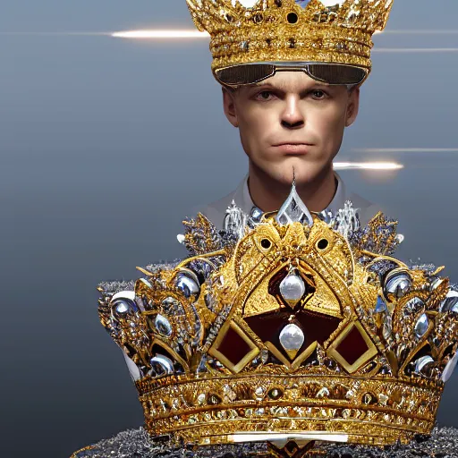 Prompt: 007 with a diamond jeweled crown with a golden crown, photo-realistic, highly detailed, 8k, in the art style of Filip Hodas, 8k