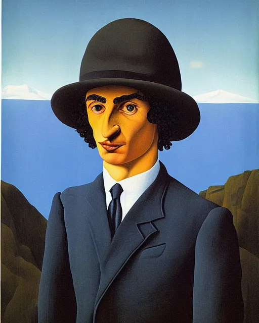 Image similar to portrait of adam ondra by magritte