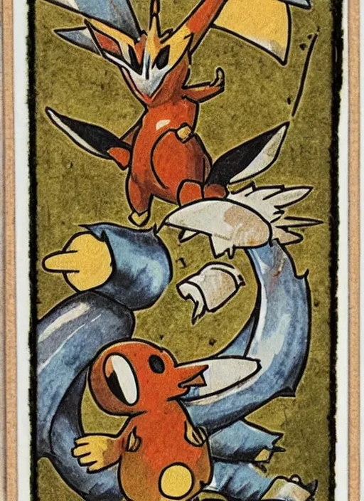 Prompt: a pokemon card from the 1 4 0 0 s