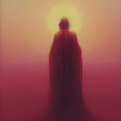 Image similar to painting of the god of the sun floating in the red sky, by beksinski, ruan jia, wayne barlowe, dark soul art, trending on artstation