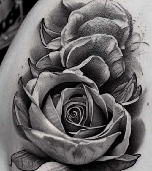 Image similar to a beautiful tattoo design, in the style of den yakovlev, hyper realistic, black and white, realism, highly detailed