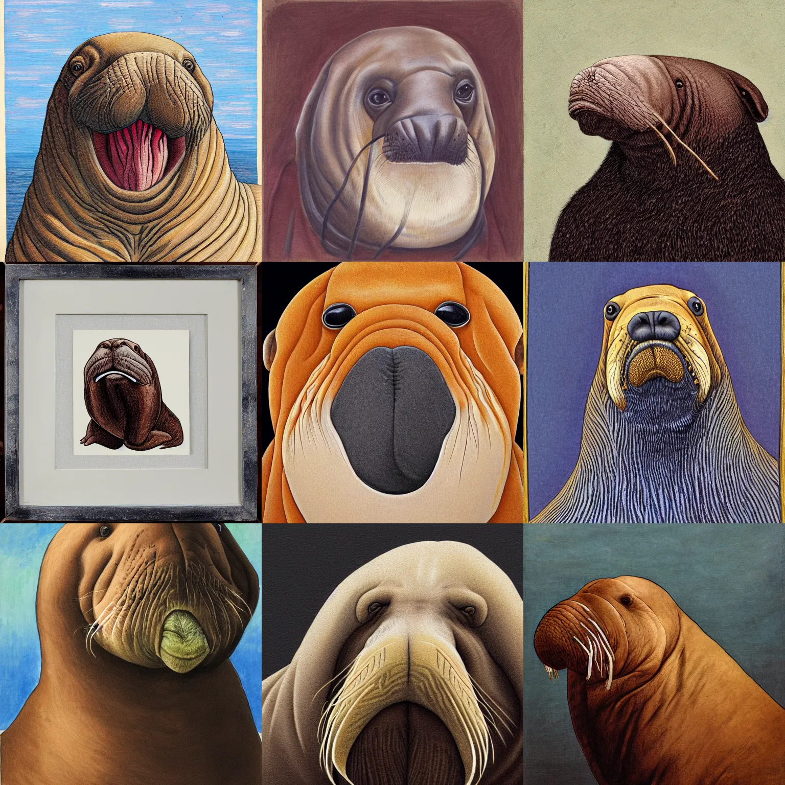 Prompt: portrait of a regal walrus. Hyperdetailed