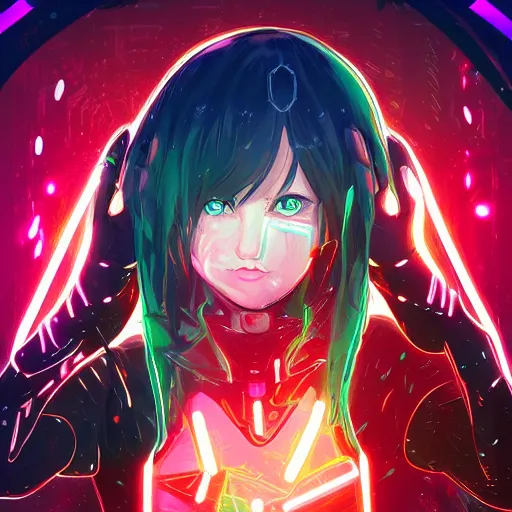 full digital cyberpunk anime!!, shattered cyborg -, Stable Diffusion