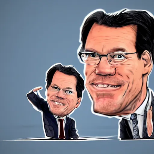 Prompt: a caricature of Mark Rutte