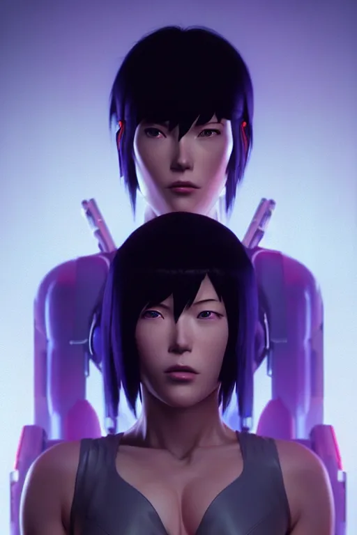 Image similar to a film still portrait of a motoko kusanagi ghost in the shell, finely detailed features : : gits sac 2 0 4 5 by pixar : : by ilya kuvshinov, rossdraws, artgerm, sola digital arts, octane render, production i. g, volumetric lighting, anti aliasing, raytracing : :